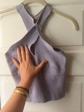 Free People Intimately lavender ribbed knit halter crop top